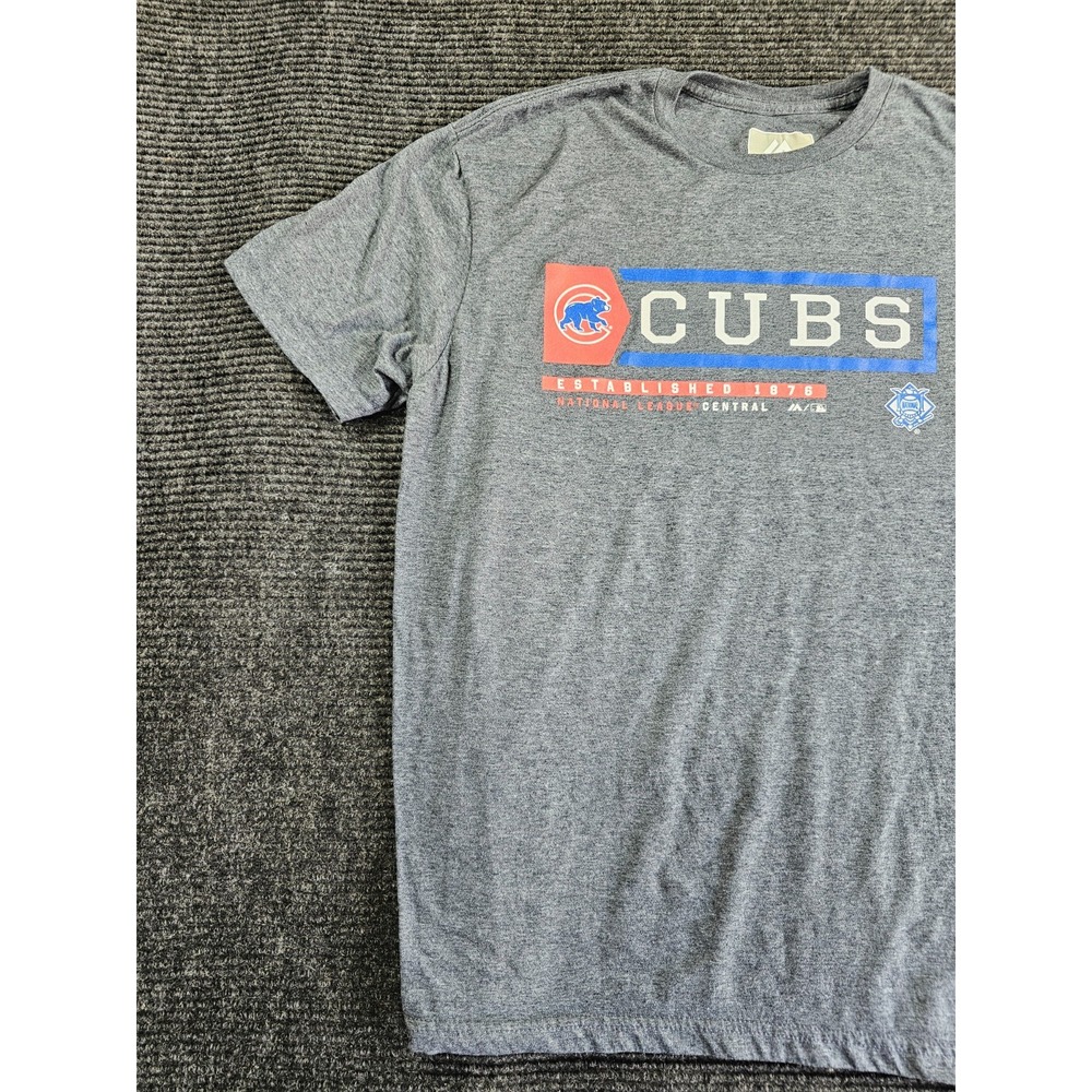 Majestic T Shirt Mens L Heathered Gray Chicago Cubs Baseball MLB Graphic Print - Picture 3 of 13